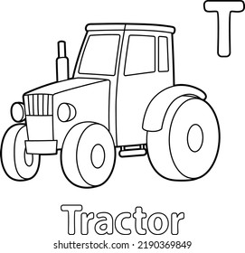 Tractor Alphabet ABC Coloring Page T