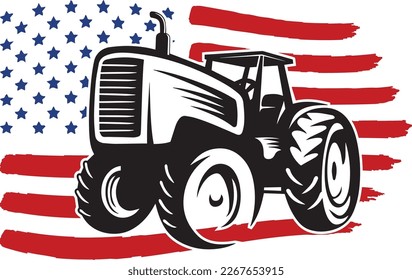 Tractor With American Flag Design