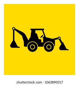 tractor backhoe loader icon vector