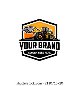 tractor - backhoe loader logo vector with emblem style