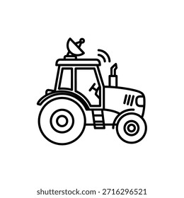 Tractor con pájaro en el dibujo de línea simple superior