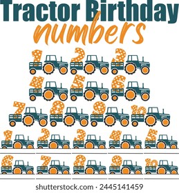 Tractor Birthday Numbers Vector Designs Bundle