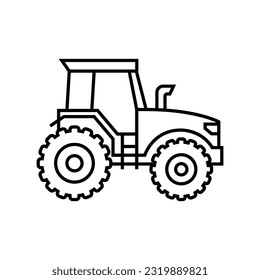 tractor black icon. agricultural machinery. flat vector illustration