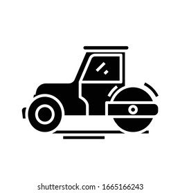 Tractor black icon, concept illustration, vector flat symbol, glyph sign.