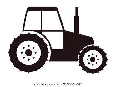 Tractor black icon on white background.