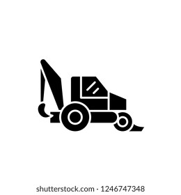 Tractor black icon, vector sign on isolated background. Tractor concept symbol, illustration 