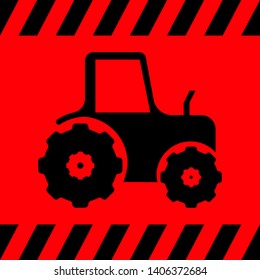 Tractor black on a red background, vector illustration for design