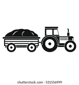 Tractor in black style isolated on white background. elements for agro farm design