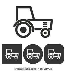 Tractor - black and white icons. Vector illustration.
