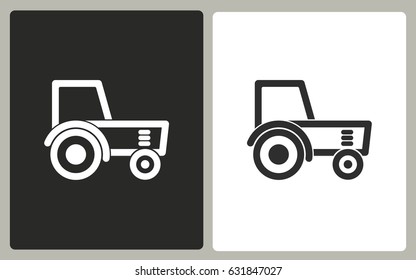 Tractor - black and white vector icons. Illustration isolated for graphic and web design.