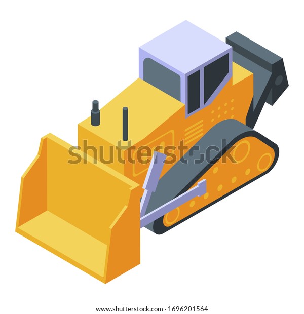 Tractor with\
blade icon. Isometric of tractor with blade vector icon for web\
design isolated on white\
background