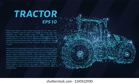 Tractor of blue glowing dots. Tractor of particles. Vector illustration