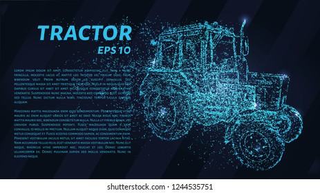 Tractor of blue glowing dots. Tractor of particles. Vector illustration