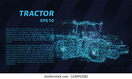 Traktor mit blauen leuchtenden Punkten. Illustration zur Vektorillustration von Traktoren