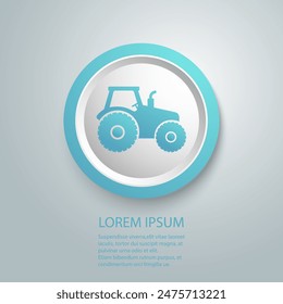 Tractor blue icon in modern flat style sign