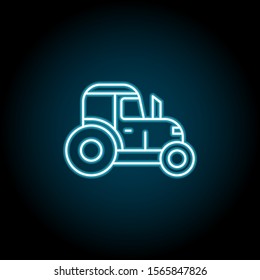 Tractor blue neon icon. Simple thin line, outline vector of autumn icons for ui and ux, website or mobile application