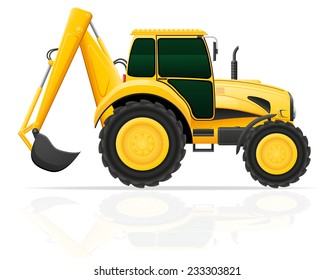 tractor with a bucket behind vector illustration isolated on white background