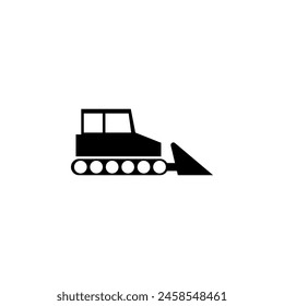 Tractor con cubo, topadora de Vector plano icono. Símbolo sólido simple aislado sobre fondo blanco. Tractor con cubo, Plantilla de diseño de signo Bulldozer para Web y elemento de interfaz de usuario móvil