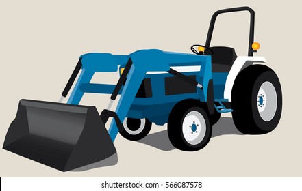 Tractor with bucket isolated vector illustration on neutral background