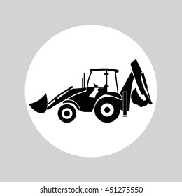 Tractor with a bucket. Vector illustration icons. Eps10.