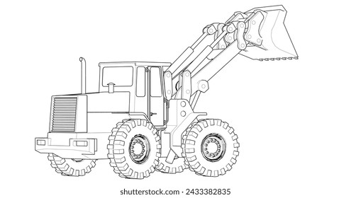 Bulldozer tractor boceto modelo 3D ilustración