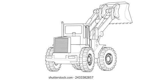 Traktor Bulldozer Skizze Modell 3D Illustration