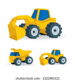 Tractor. Bulldozer, vector illustration.
Construction machine icon.