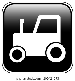Tractor button on white background. Vector illustration.