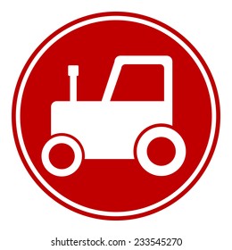 Tractor button on white background. Vector illustration.