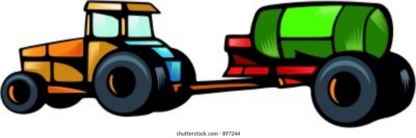 Tractor carrying trailer.Vector illustration