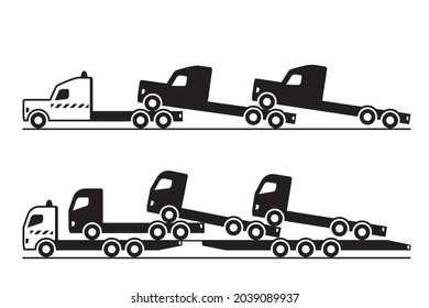 Tractor carrying trucks – vector illustration