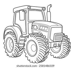 Tractor cartoon coloring book page