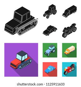 Tractor, caterpillar tractor, truck, car. Transport set collection icons in black,flat style vector symbol stock illustration web.
