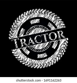 Tractor with chalkboard texture. Vector Illustration. Detailed.