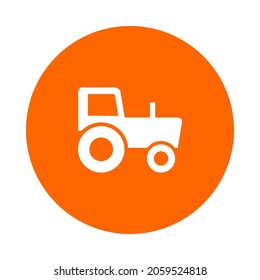 Tractor and circle on white