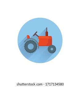 tractor colorful flat icon with shadow. tractor flat icon