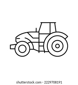 vector de icono de la línea del vehículo de construcción del tractor. señal del vehículo tractor de construcción. símbolo de contorno aislado ilustración negra