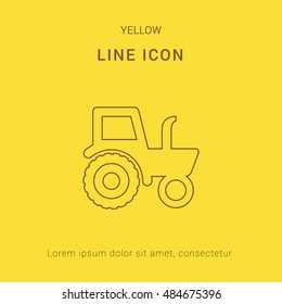 Tractor Cute yellow thin line icon / logo Design