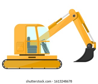 Tractor. Design of a cool large new construction equipment in yellow. Steel reliable mashira for land robot. Vector illustration.