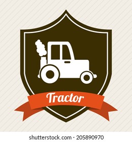 Tractor design over  beige background, vector illustration
