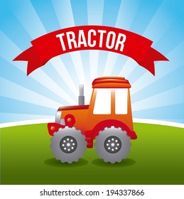 Tractor design over landscape background, vector illustration
