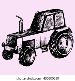 tractor doodle style sketch illustration hand drawn vector 