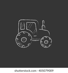 Tractor. Drawn in chalk icon.