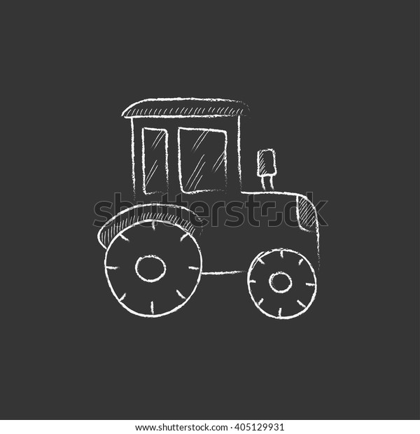Tractor. Drawn in chalk\
icon.