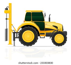 tractor with a drilling rig vector illustration isolated on white background