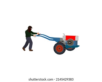 The tractor driver followed. on a white background.