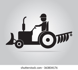 Tractor and driver icon, Agriculture tractor vector illustration