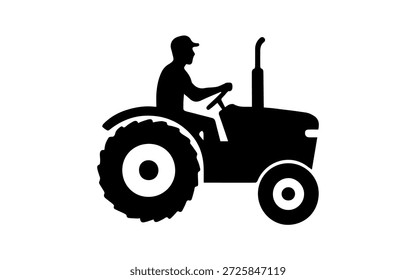 Tractor con el icono del conductor, silueta que representa la agricultura