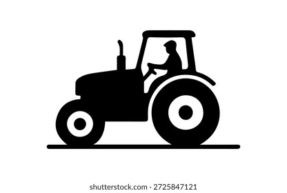 Tractor con el icono del conductor, silueta que representa la agricultura