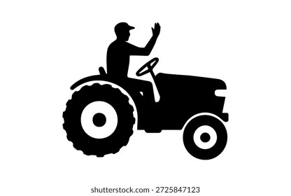 Tractor con el icono del conductor, silueta que representa la agricultura